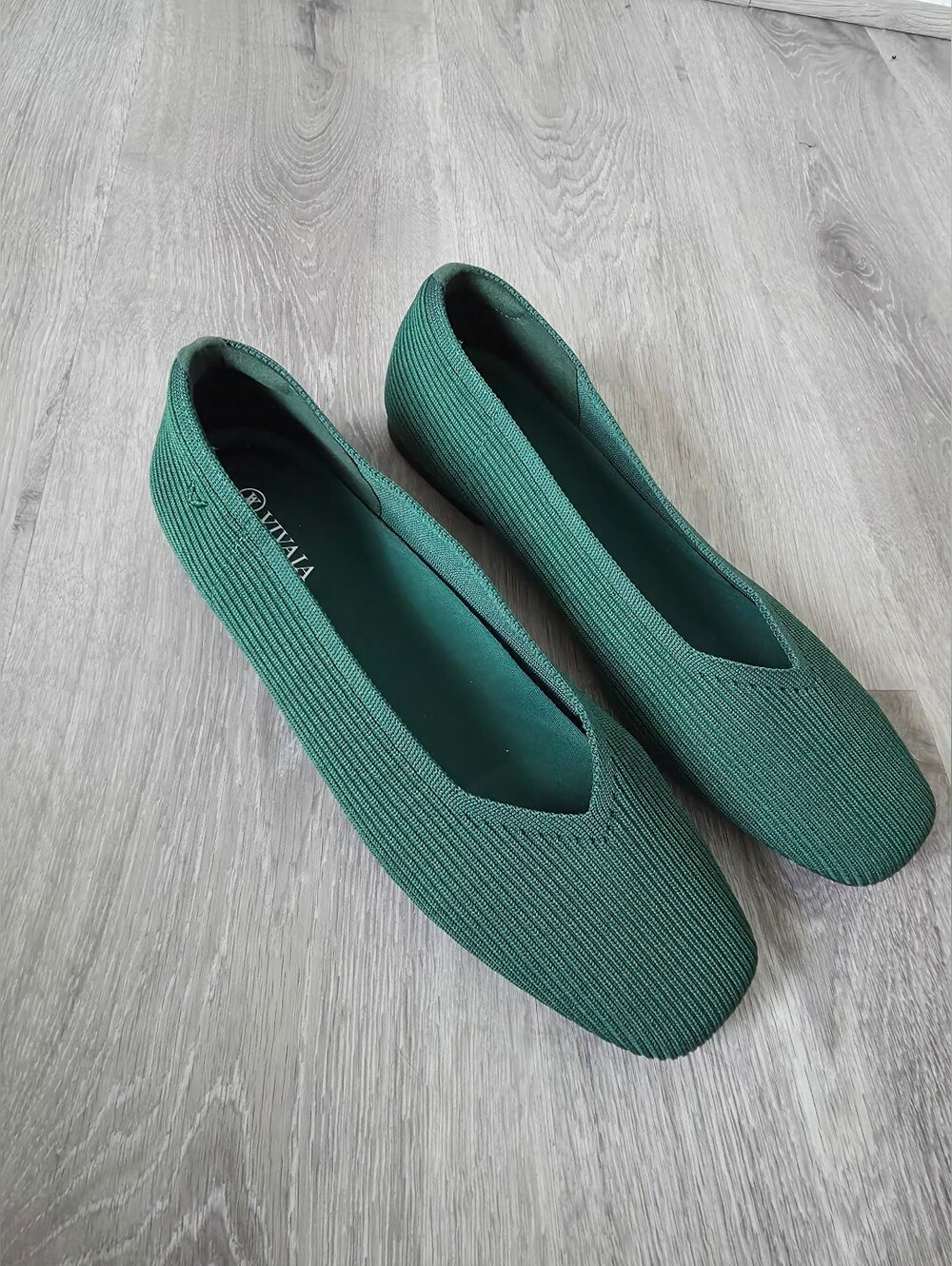 VIVAIA Margot Ballet Flats Square Toe Green Grass Women's Shoes Size 41 US 9.5U